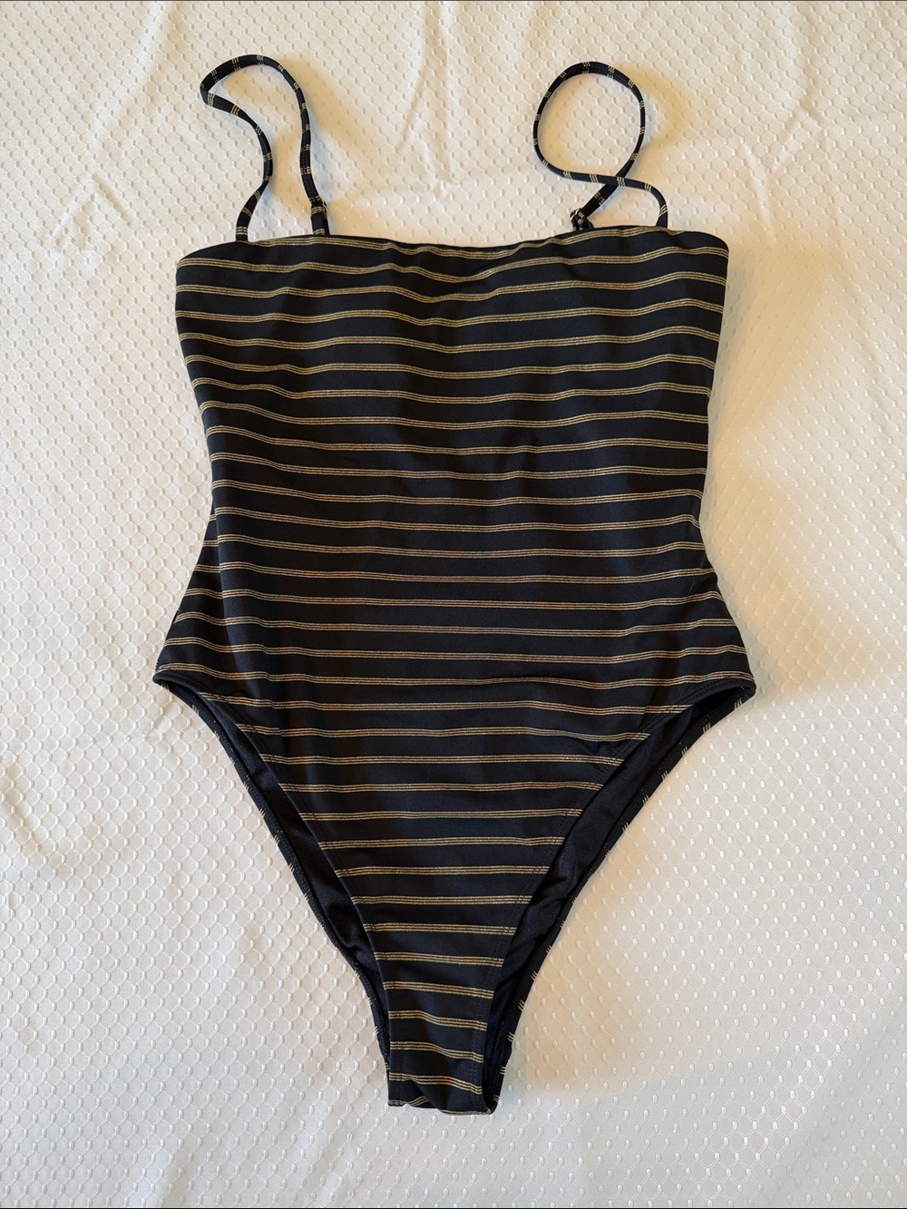 Kendall & Kylie Black one piece with Gold Stripes